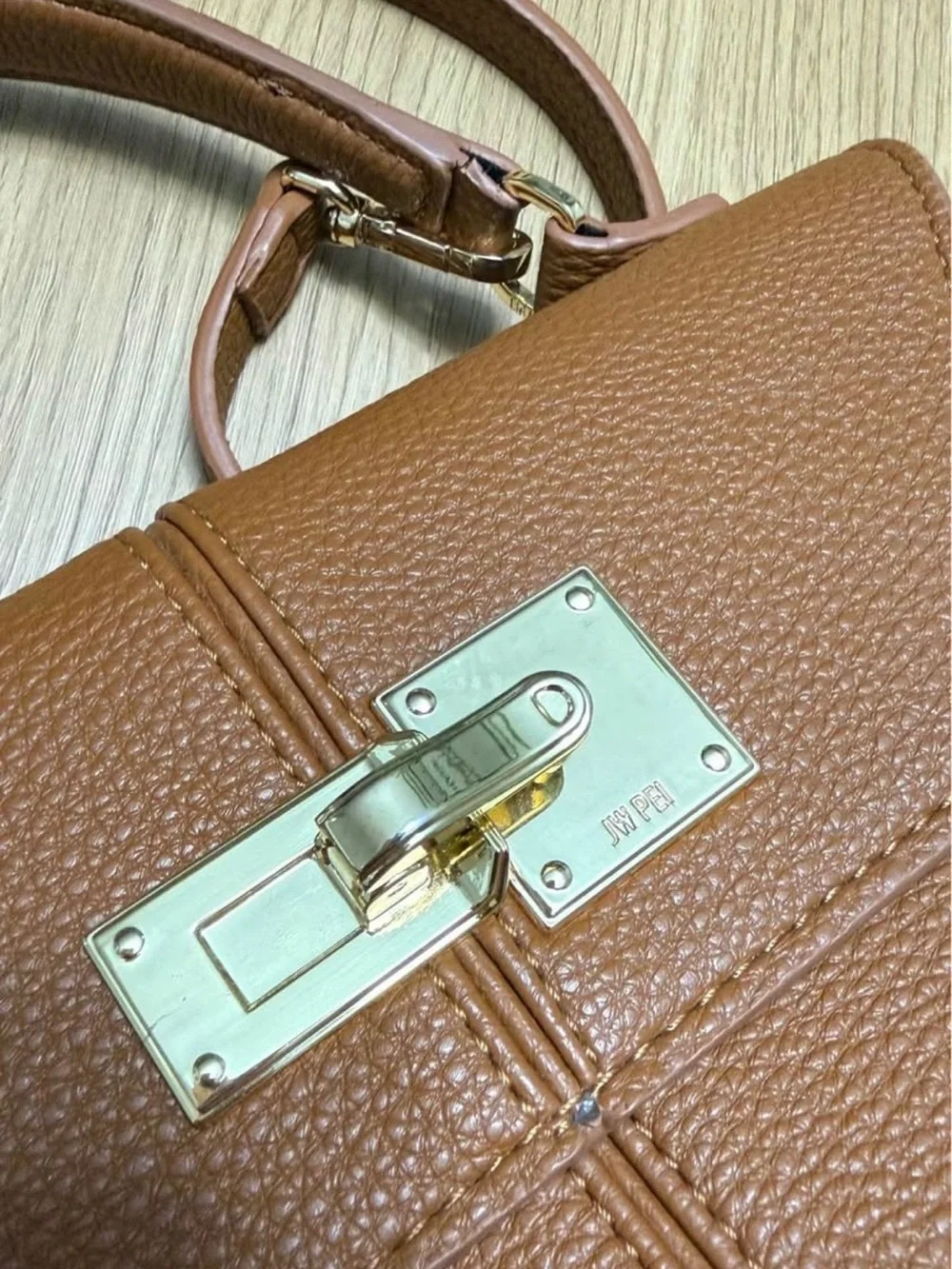 JW PEI Structured Top-Handle Satchel in Cognac